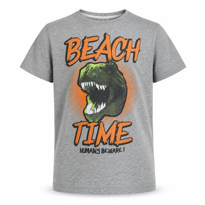 Rebel Boys Grey   Basic T-Shirt Size 9-10 Years  - Dinosaur