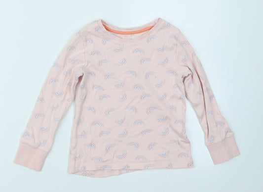 George Girls Pink   Basic T-Shirt Size 4-5 Years  - rainbow pattern