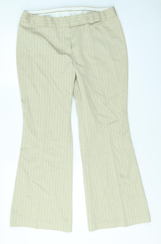 Marks & spencer Womens Brown Striped  Trousers  Size 14 L26 in