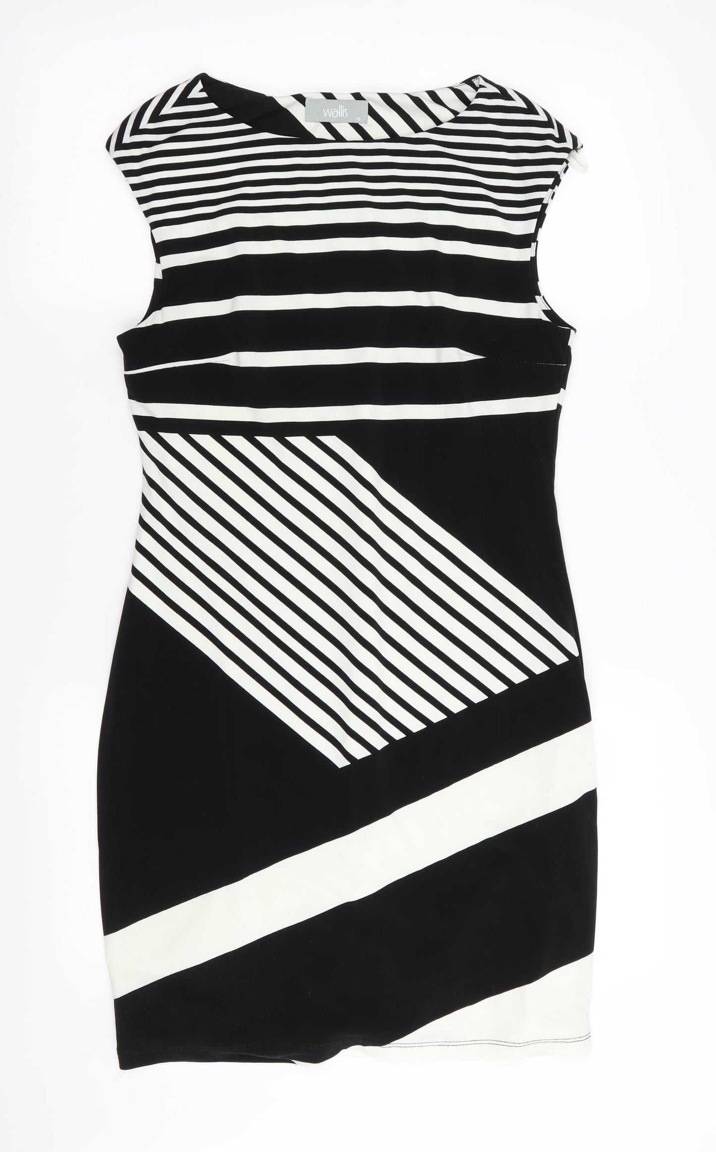 Wallis Womens Black Striped  Bodycon  Size 10