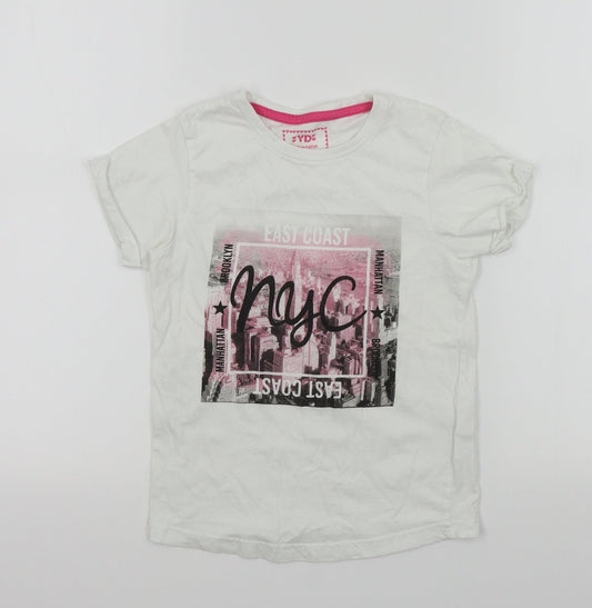 YD Girls White   Basic T-Shirt Size 10 Years  - NYC