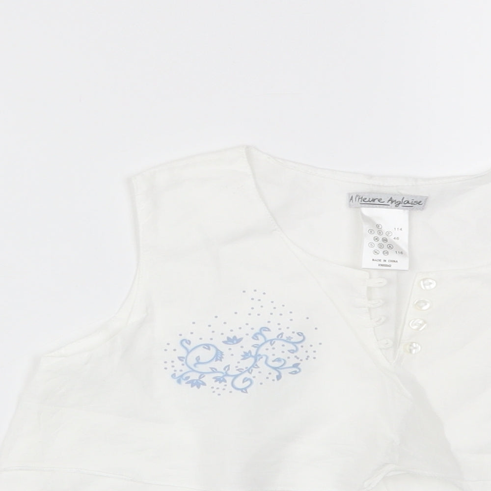 Preworn Womens White Floral  Basic T-Shirt Size S