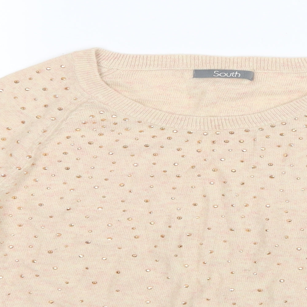 South Womens Beige  Knit Pullover Jumper Size 8