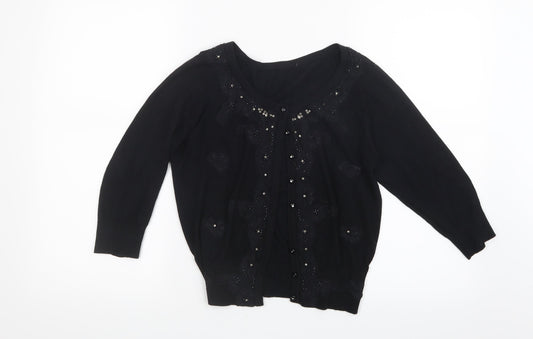 Matalan Womens Black  Knit Cardigan Jumper Size 8