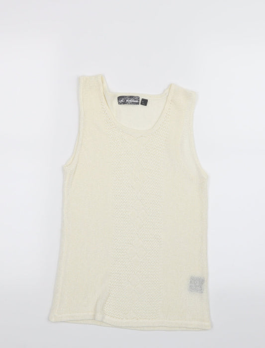 La Reine Womens Ivory  Knit Basic Tank Size M