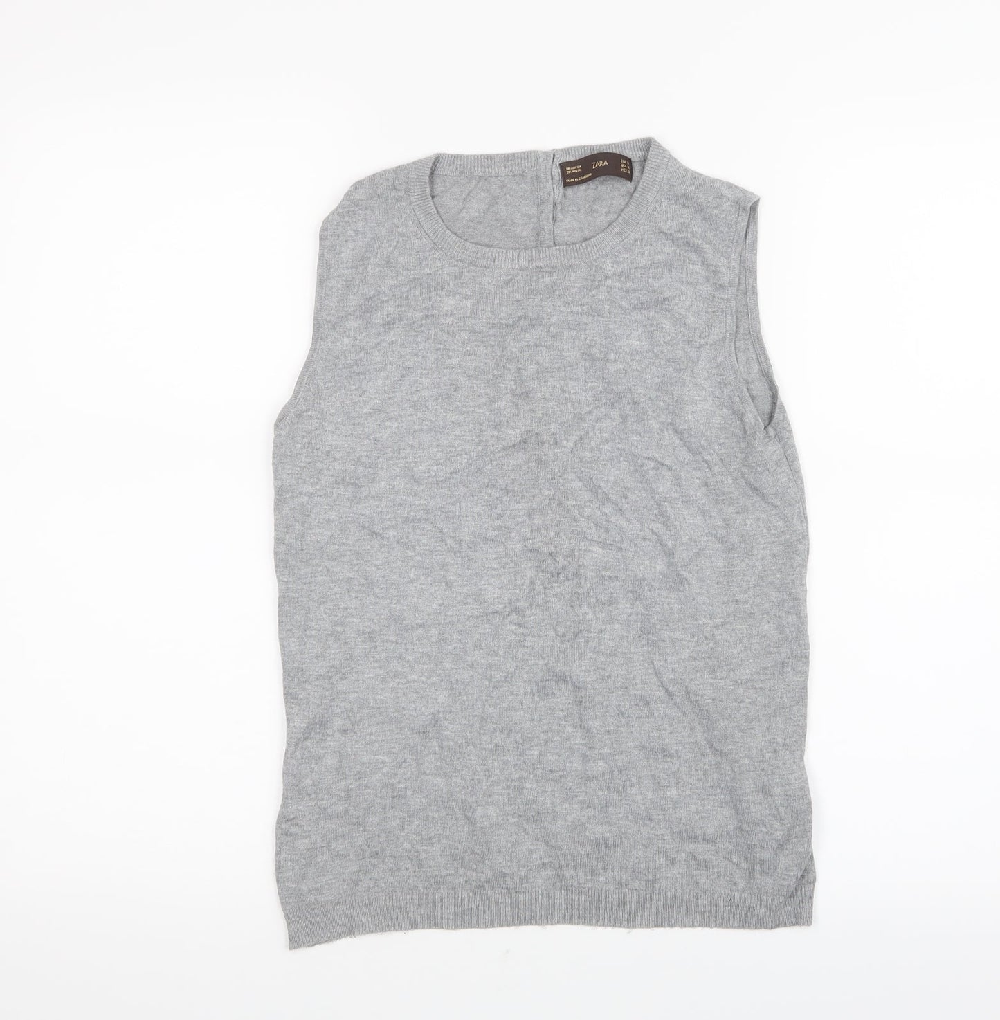 Zara Womens Grey  Knit Basic T-Shirt Size M