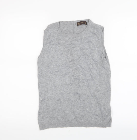 Zara Womens Grey  Knit Basic T-Shirt Size M