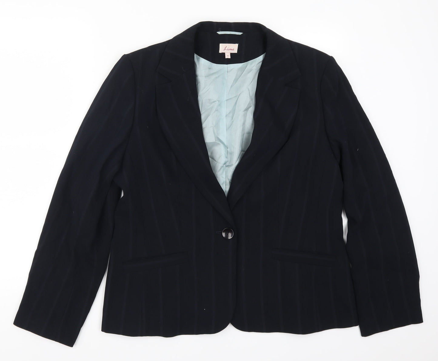 Lime Womens Blue Striped  Jacket Suit Jacket Size 18