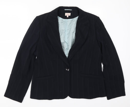 Lime Womens Blue Striped  Jacket Suit Jacket Size 18