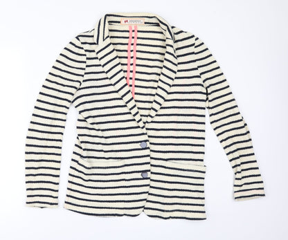 Preloved Springfield Womens Ivory Striped  Jacket  Size 10 - Front