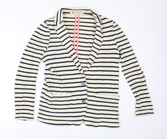 Preloved Springfield Womens Ivory Striped  Jacket  Size 10 - Front