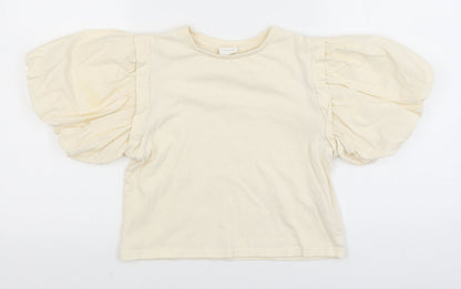 Zara Womens Ivory   Cropped T-Shirt Size 6