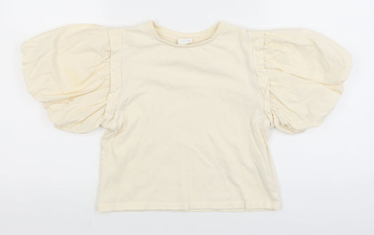 Zara Womens Ivory   Cropped T-Shirt Size 6