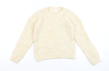 Preloved M&S Girls White   Pullover Jumper Size 6-7 Years - Front