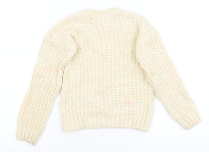 Preloved M&S Girls White   Pullover Jumper Size 6-7 Years - Back