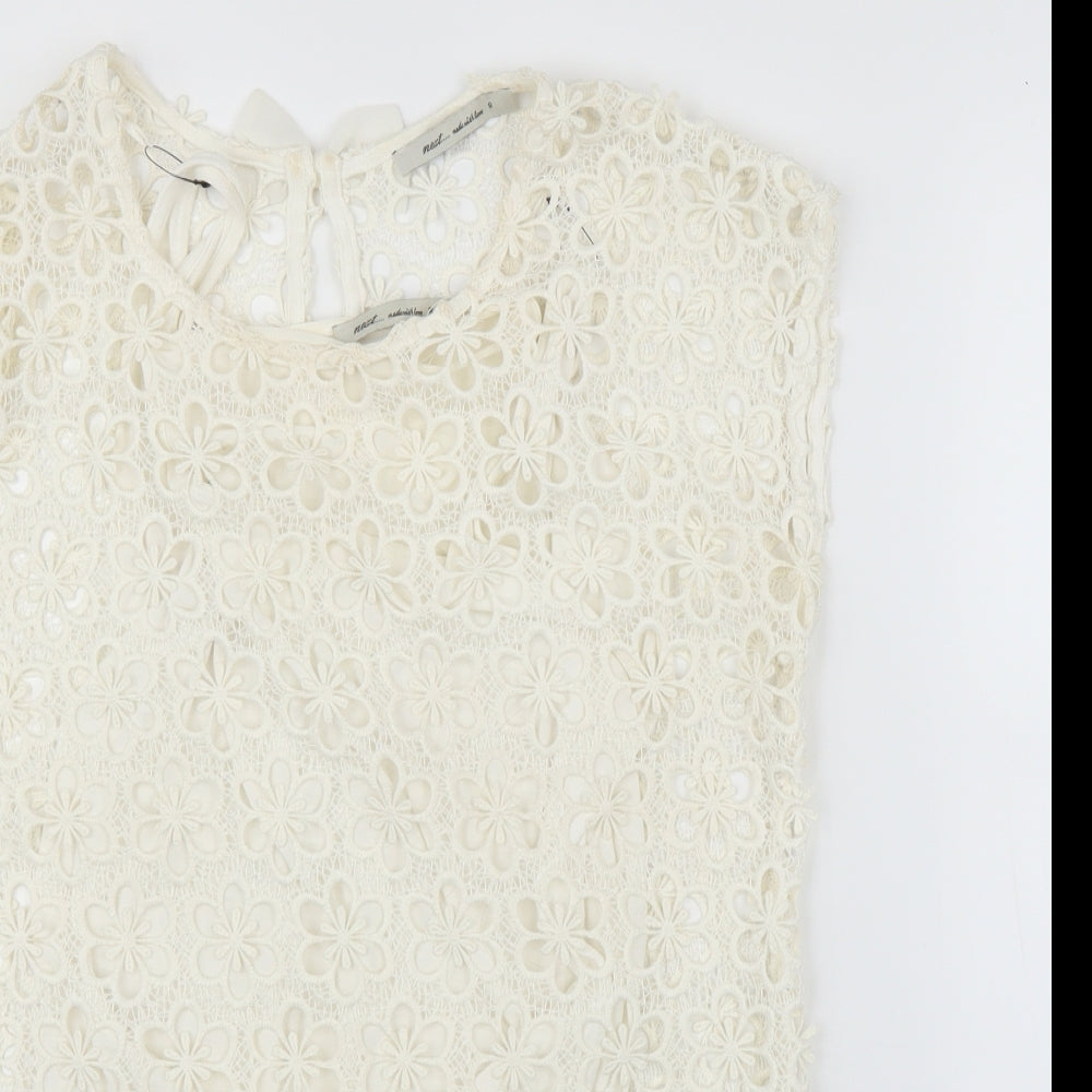 NEXT Womens Ivory Floral  Basic Blouse Size 10  - Split down back