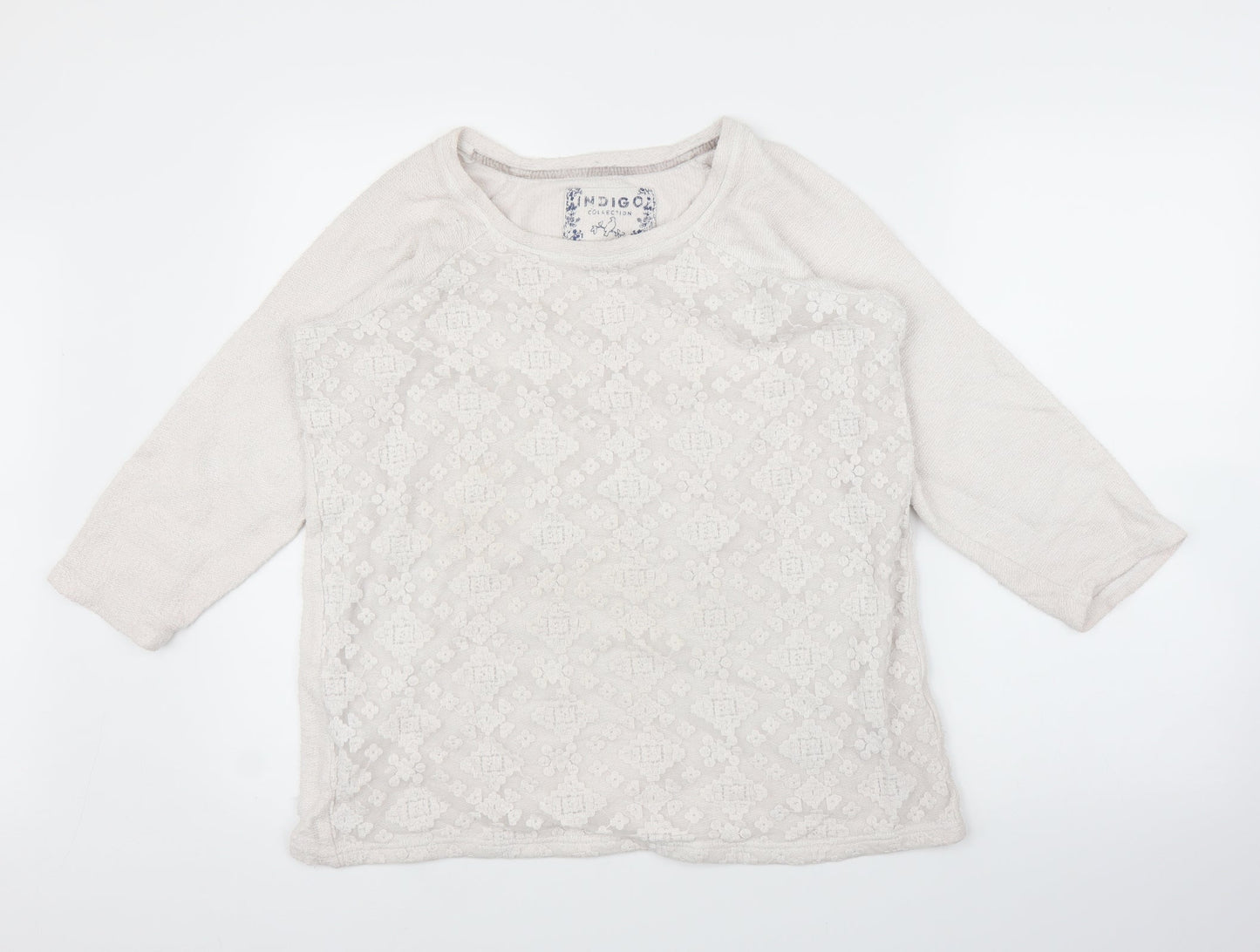 M&S Womens White Floral  Pullover Jumper Size 16