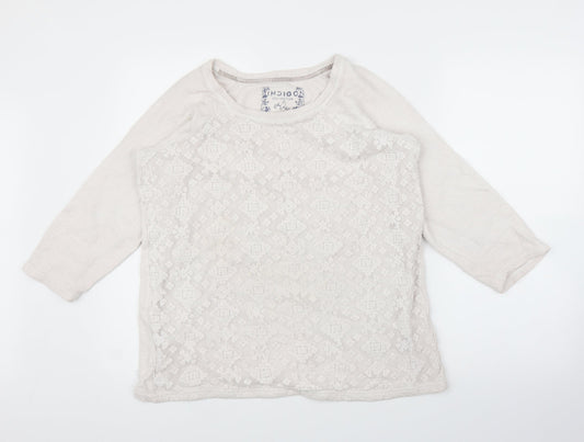 M&S Womens White Floral  Pullover Jumper Size 16