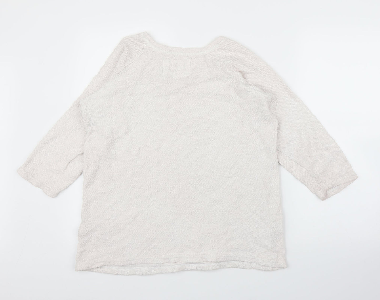 M&S Womens White Floral  Pullover Jumper Size 16