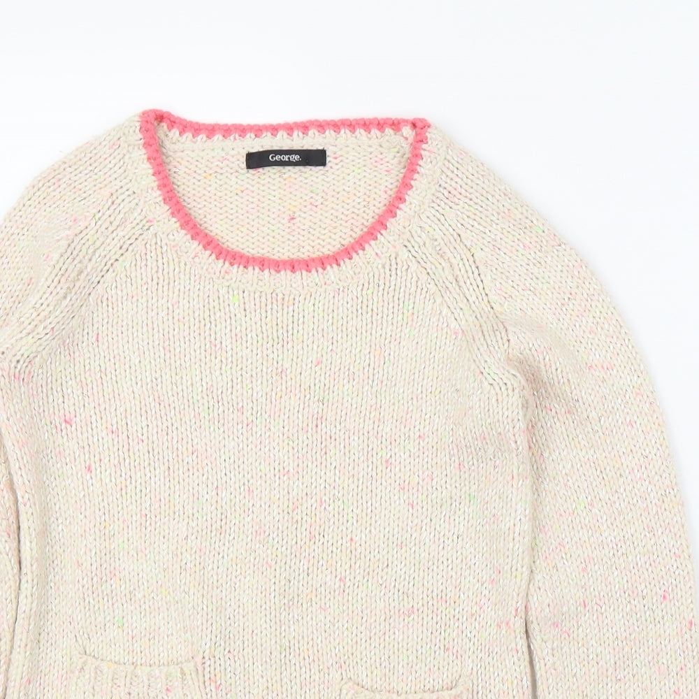 George Girls White   Pullover Jumper Size 10-11 Years