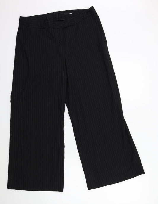 H&M Womens Black Striped  Trousers  Size 32 in L27 in