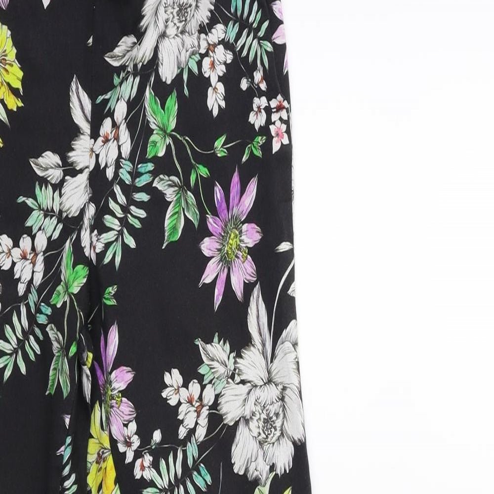 H&M Womens Black Floral  Trousers  Size 8 L25 in