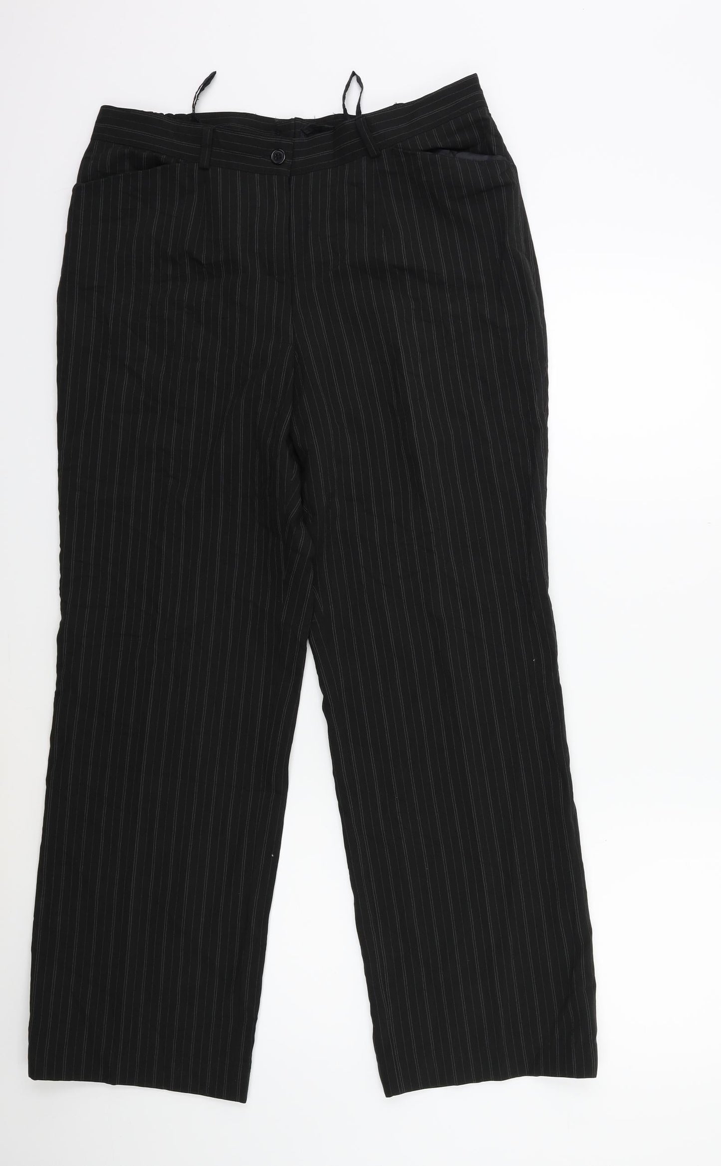 Preworn Womens Black Striped  Trousers  Size 32 in L29 in