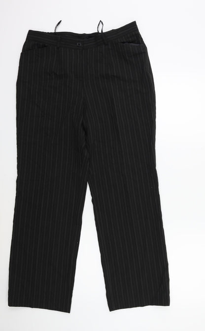 Preworn Womens Black Striped  Trousers  Size 32 in L29 in