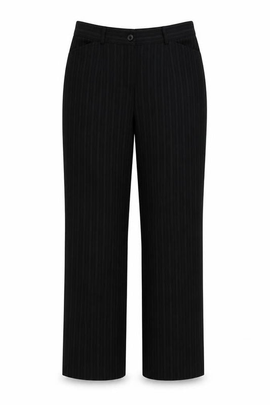 Preworn Womens Black Striped  Trousers  Size 32 in L29 in
