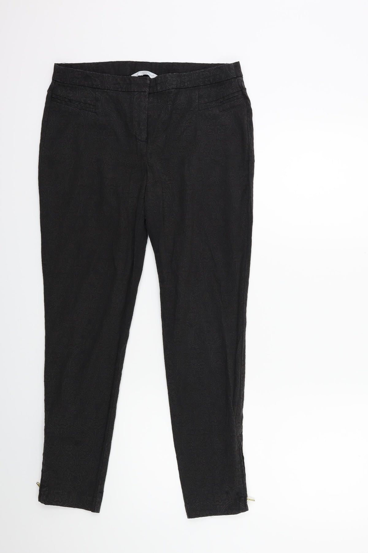 New Look Womens Black Floral  Trousers  Size 12 L27 in