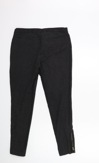 New Look Womens Black Floral  Trousers  Size 12 L27 in