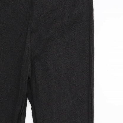 New Look Womens Black Floral  Trousers  Size 12 L27 in