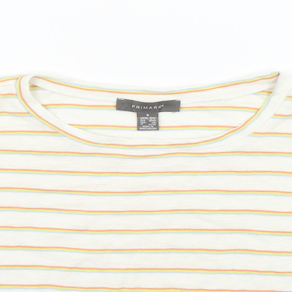 Primark Womens Beige Striped  Pullover Hoodie Size S