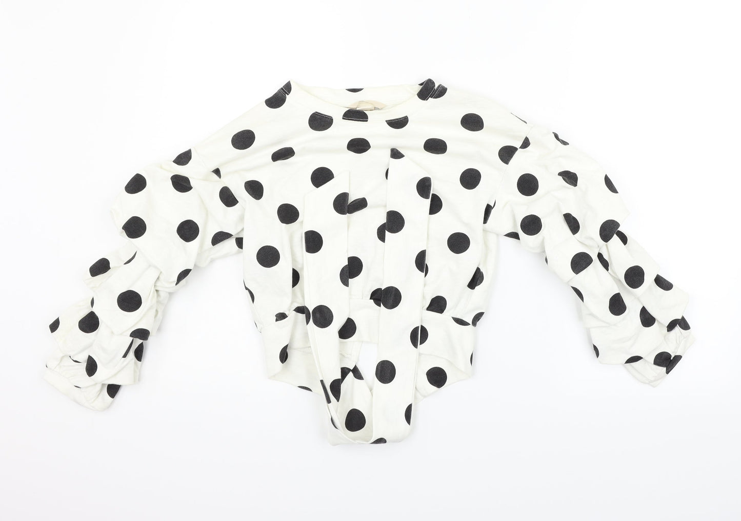 H&M Womens White Polka Dot  Pullover Jumper Size 4