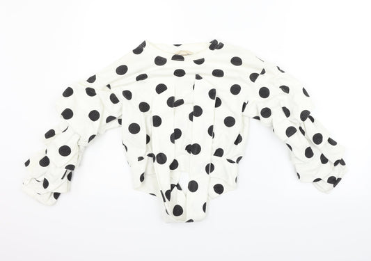 H&M Womens White Polka Dot  Pullover Jumper Size 4