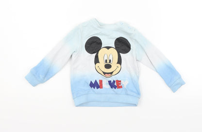 Preloved Disney Boys Blue   Pullover Jumper Size 9-12 Months  - MICKEY MOUSE - Front