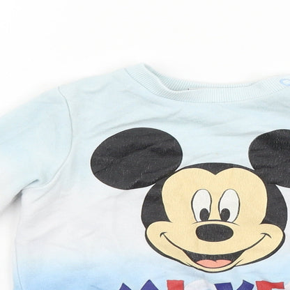 Preloved Disney Boys Blue   Pullover Jumper Size 9-12 Months  - MICKEY MOUSE - Detail