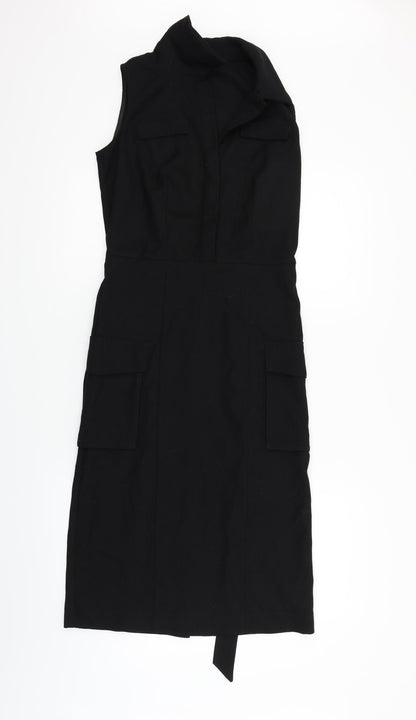 Next Womens Black   Fit & Flare  Size 6  - BELTED