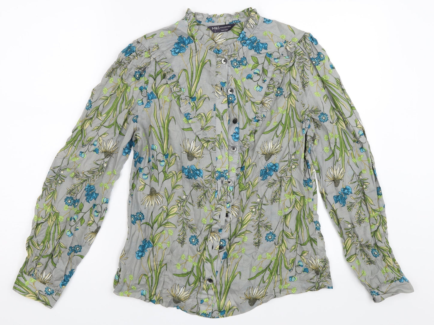 Marks and Spencer Womens Grey   Basic Button-Up Size 8