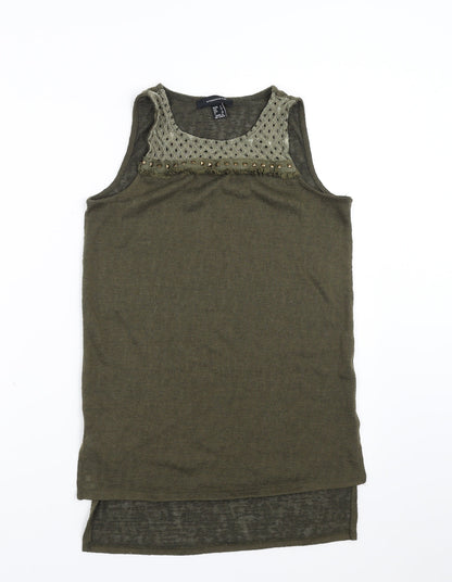 Primark Womens Green   Basic Blouse Size 6  - beaded
