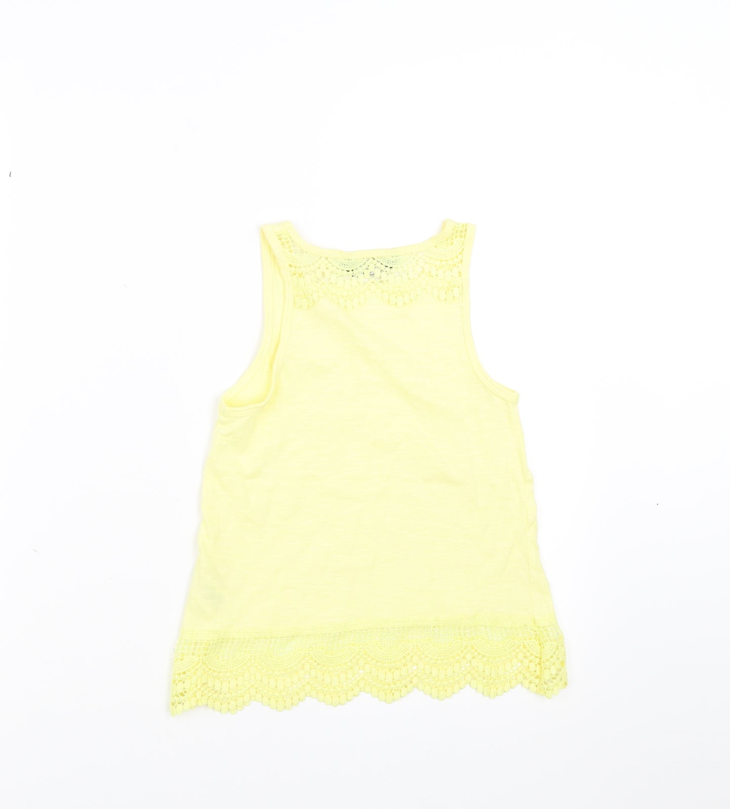Primark Girls Yellow   Basic Tank Size 7-8 Years  - lace hem