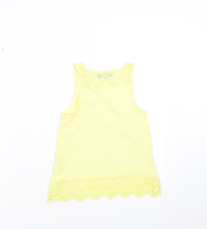 Primark Girls Yellow   Basic Tank Size 7-8 Years  - lace hem