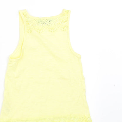 Primark Girls Yellow   Basic Tank Size 7-8 Years  - lace hem