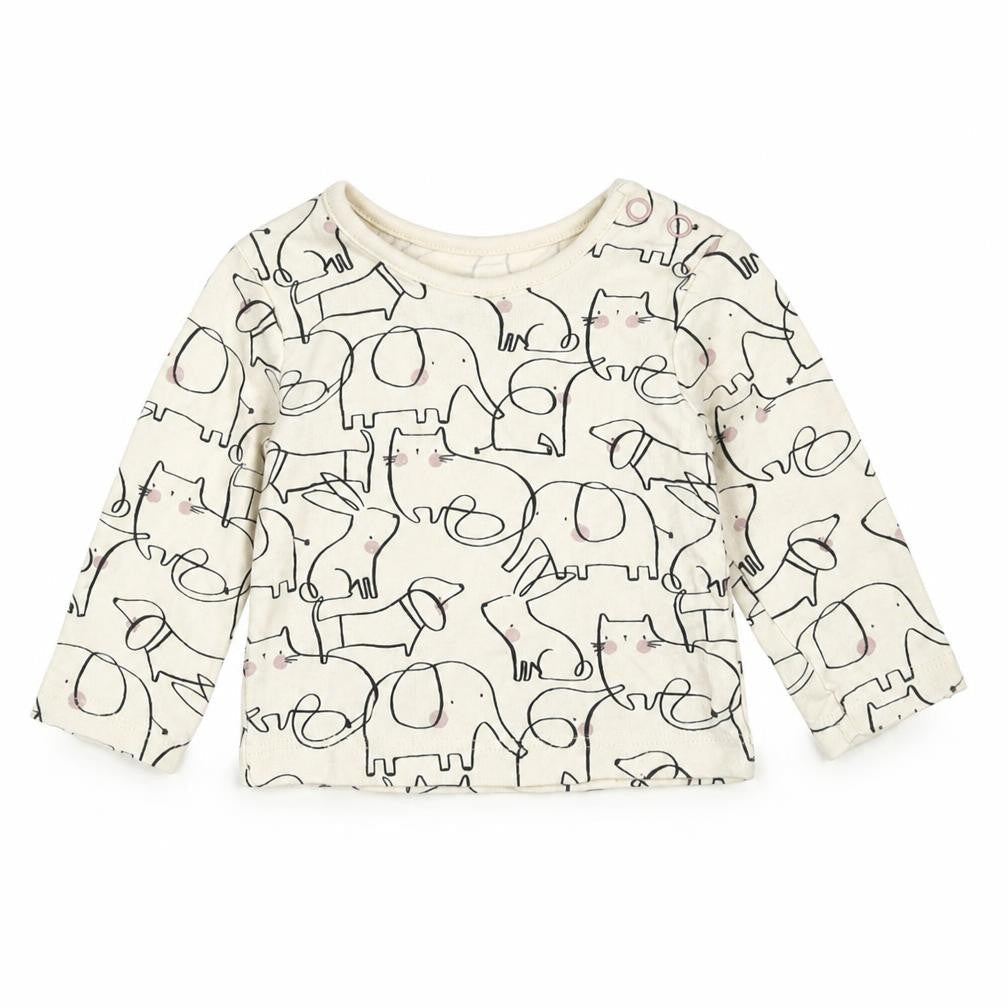 Sainsburys Baby Ivory   Basic T-Shirt Size 0-3 Months  - Elephant Print