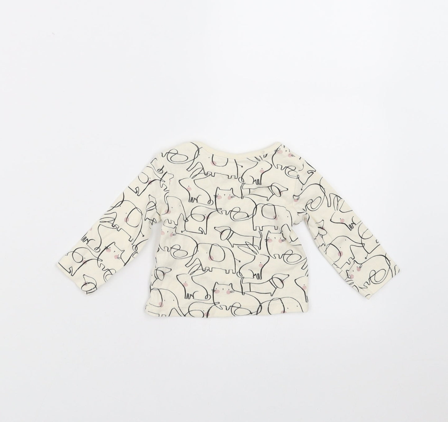 Sainsburys Baby Ivory   Basic T-Shirt Size 0-3 Months  - Elephant Print