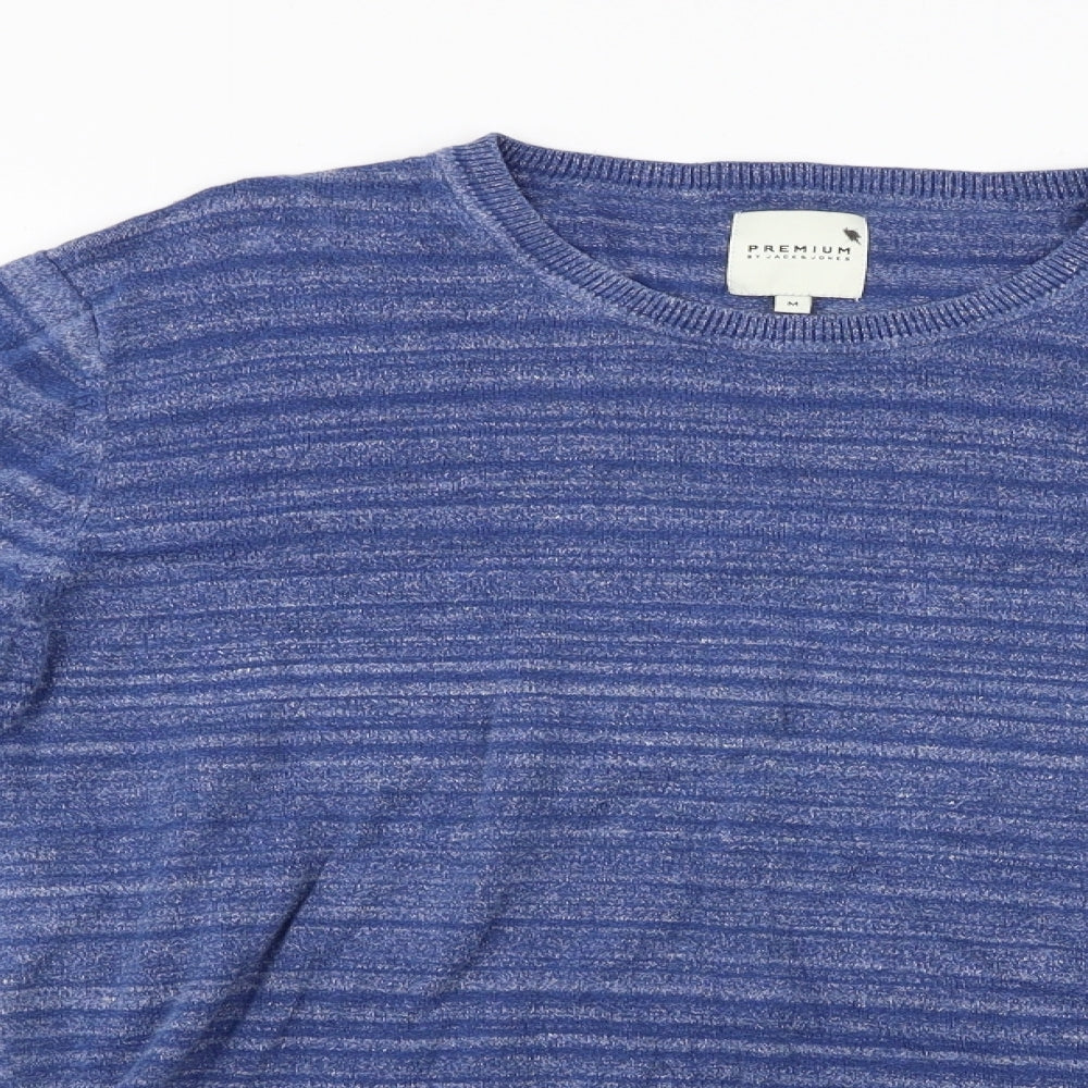 Premium  Mens Blue Striped  Pullover Jumper Size M