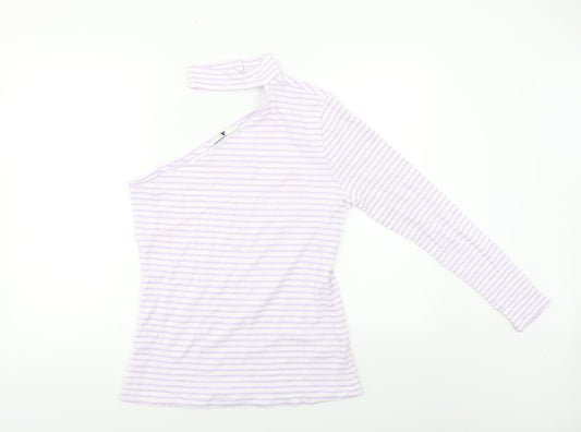 Very Womens Purple Striped  Basic T-Shirt Size 14