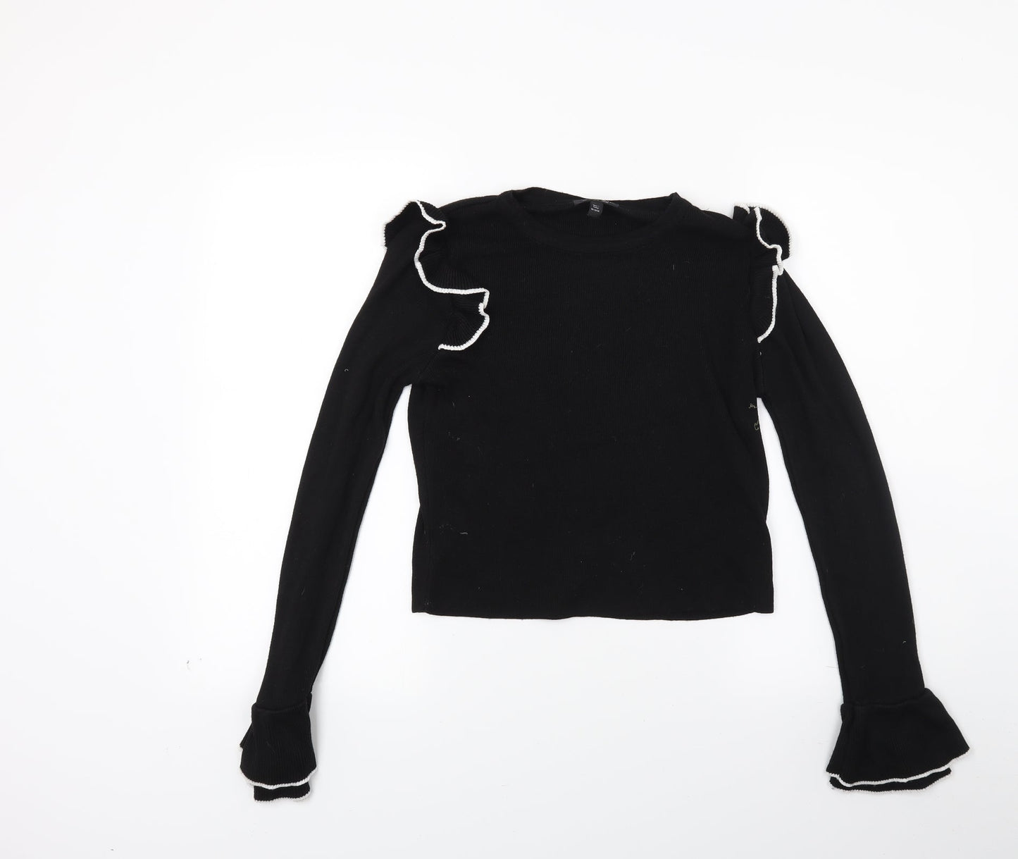 Topshop Womens Black  Knit Pullover Jumper Size 10