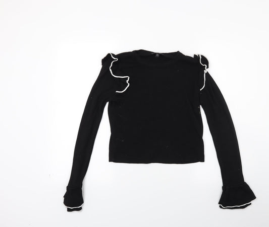 Topshop Womens Black  Knit Pullover Jumper Size 10