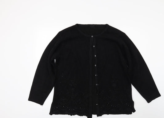 Avanti Garde Womens Black  Knit Cardigan Jumper Size L